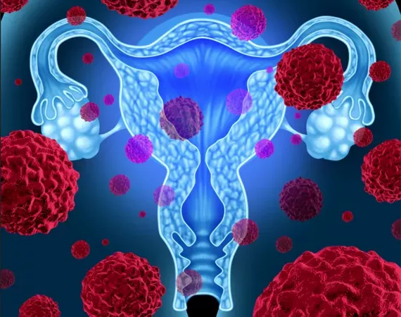 Endometriumkarzinomzellen vor der Gebärmutter.